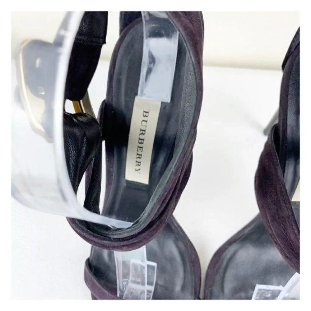 Burberry Marham Purple Suede Trench Ankle Wrap Ombré Heel‎ Buckle Sandal 9